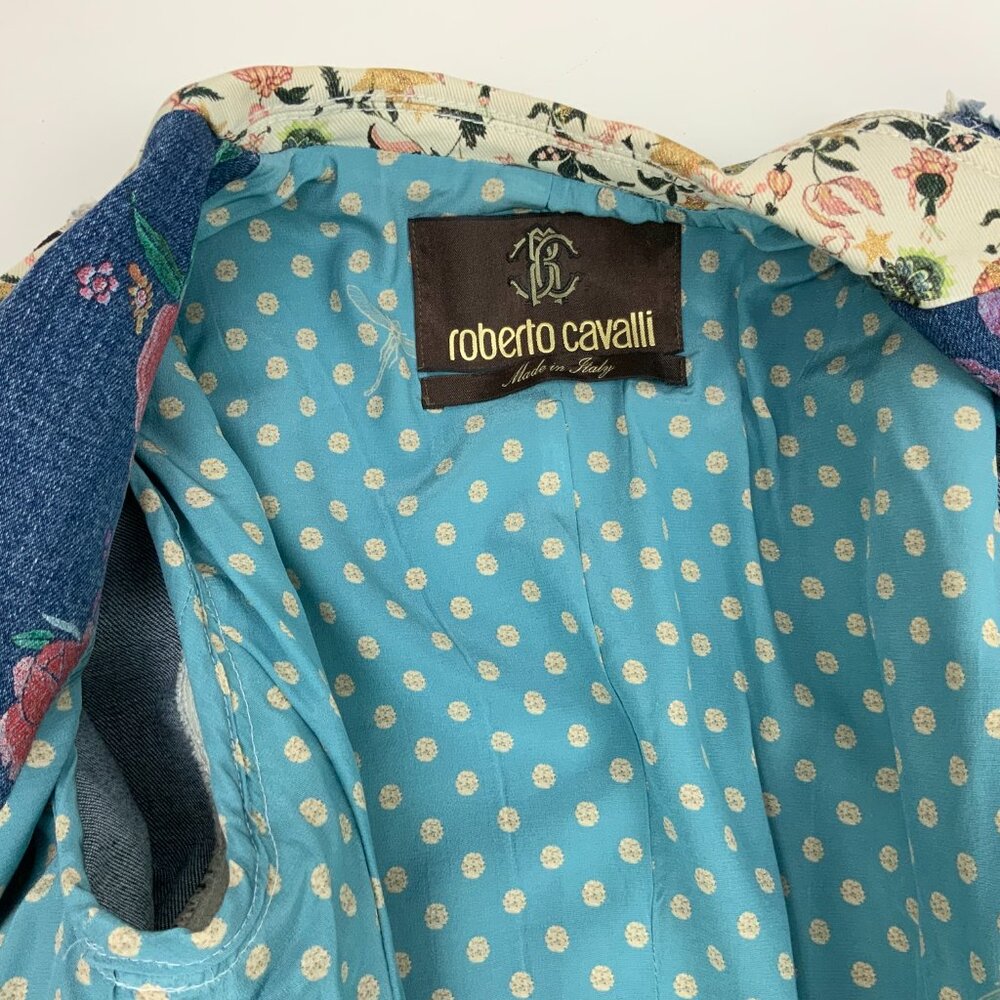 Roberto Cavalli Denim Patchwork Luxury Boho Glam Jacket Italy Sz 46(10-12) - Picture 16 of 16